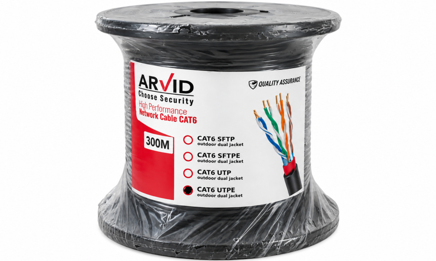 کابل شبکه Cat6 utp outdoor دو ژاکت تمام مس برند Arvid